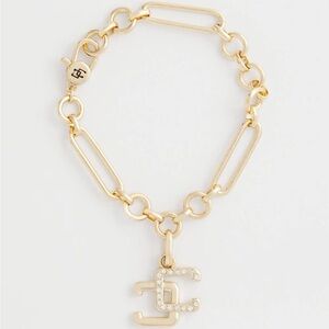 Gold Tone Logo Charm Chain Bracelet - Designer-Inspired Women’s Jewelry